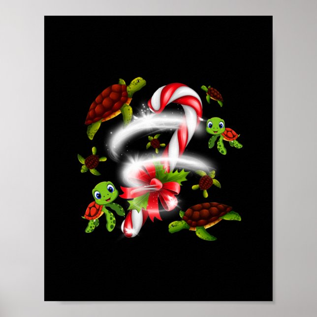 Poster Noël sucré à la tortue (Devant)