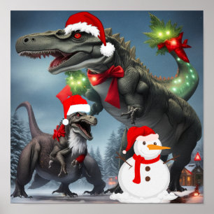 Poster Noël T-Rex