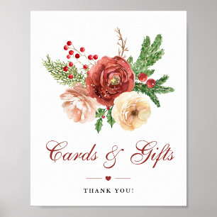 Poster Noël Terracotta Floral Mariages Cartes & Cadeaux