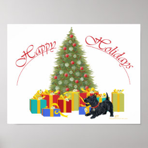 Poster Noël Terrier Écossais