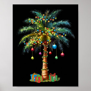 Poster Noël tropical Hawaïen Père Noël Lumières de Noël P
