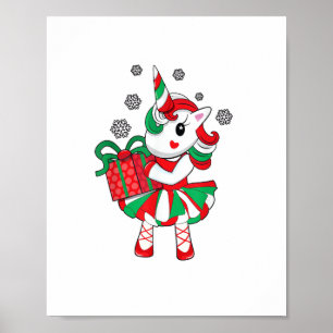 Poster Noël Unicorne Fun Girls Kids Snowflake Holiday