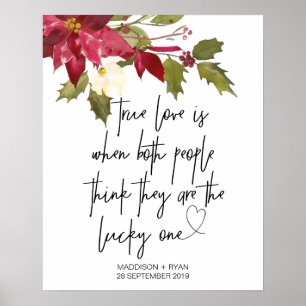 Poster Noël Vacances Mariage Véritable Amour Bienvenue