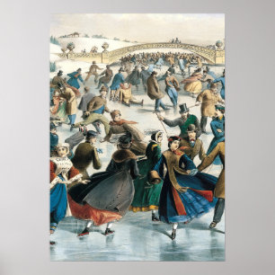 Poster Noël victorien Central Park Currier & Ives