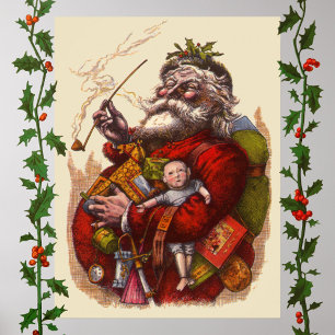 Poster Noël Vintage, Jouets de tuyaux du Père Noël victor