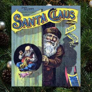 Poster Noël vintage, livre Santa Claus et ses œuvres