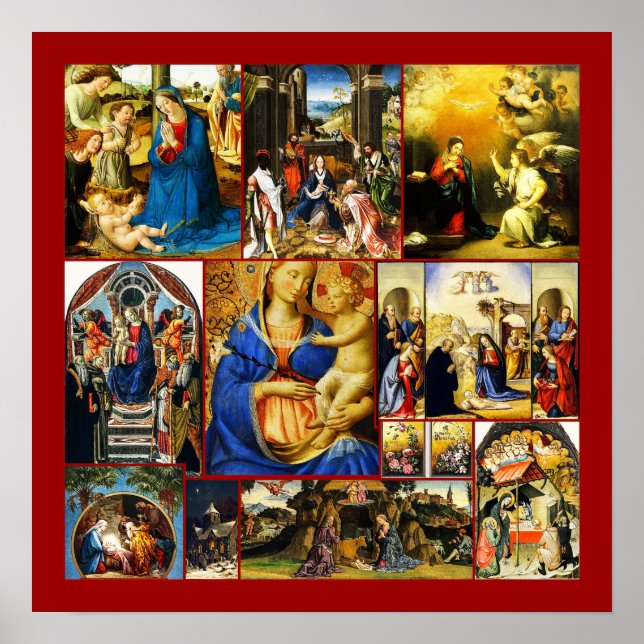 Poster Noël Vintage naissance du Christ Collage (Devant)