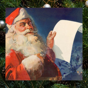 Poster Noël vintage, Père Noël Liste des enfants sages ou