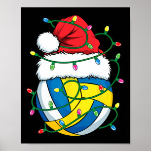 Poster Noël Volley-ball Santa Hat Garçons Filles Noël Lig
