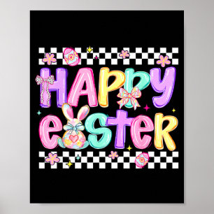 Poster Nœud Coquette Joyeuse Fête de Pâques Œufs Lapin