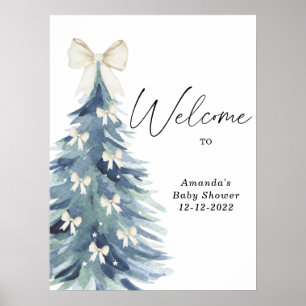 Poster Noeud d'arbre de Noël à l'aquarelle Baby shower