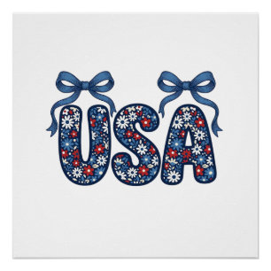 Poster Nœud USA floral design vectoriel patriotique_1