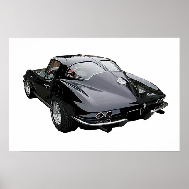 Poster Noir 1963 Corvette Stingray (Devant)