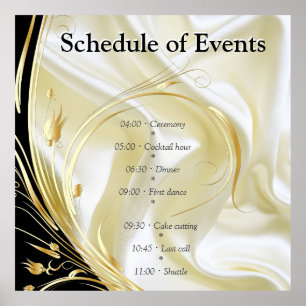 Poster Noir avec or sur texture soie