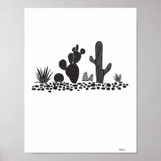 Poster noir & blanc Cactus et succulents