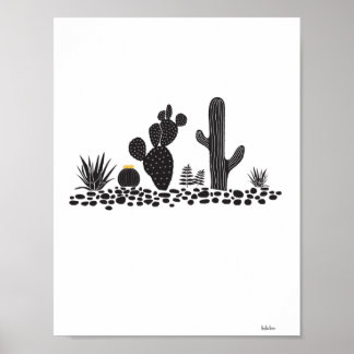Poster noir & blanc Cactus et succulents