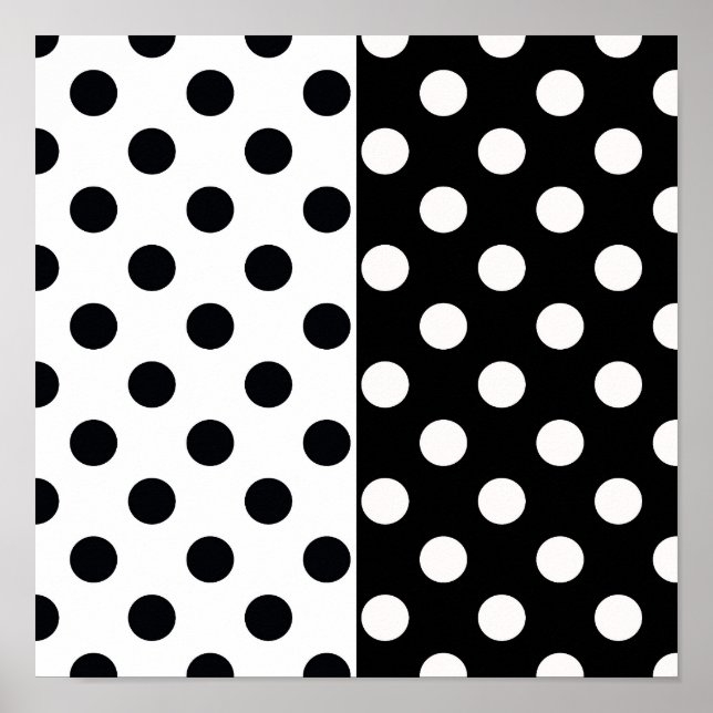 Poster Noir Blanc demi-couleur fractionné en Pois Inverse (Devant)