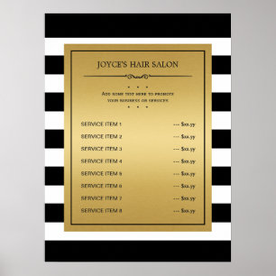 Poster Noir Blanc Grilles Classic Gold Service Menu