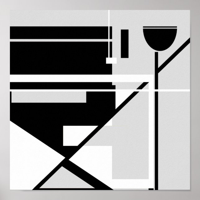 Poster Noir blanc gris Abstrait Design de la chaise du di (Devant)