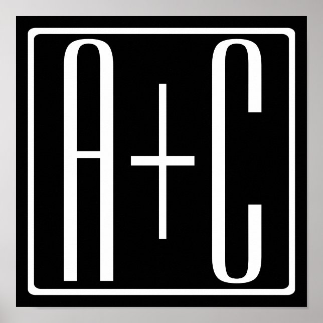 Poster Noir & Blanc | Initiales de couple (Devant)