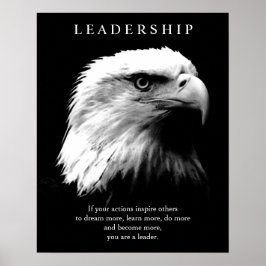 Poster Noir Blanc Motivation leadership aigle chauve