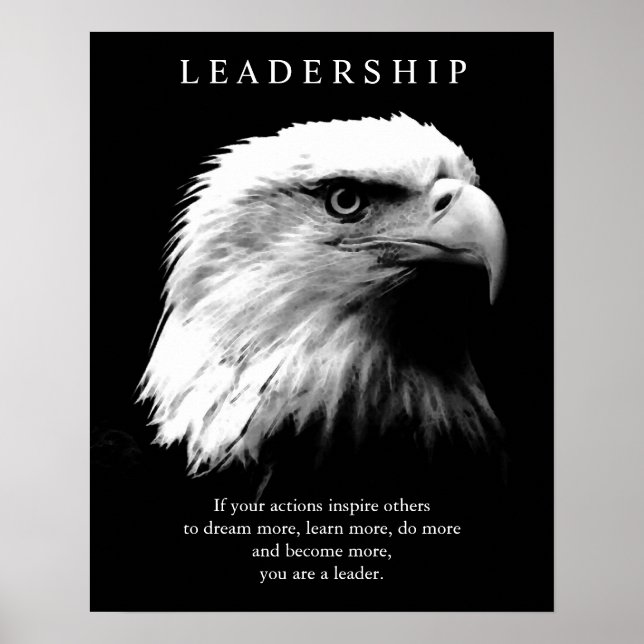 Poster Noir Blanc Motivation leadership aigle chauve (Devant)