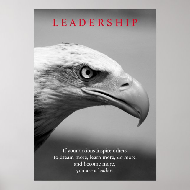 Poster Noir Blanc Motivation Leadership Oeil d'aigle (Devant)