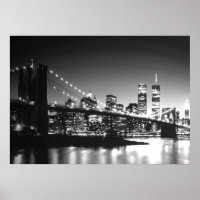 Poster noir blanc New York City Brooklyn Bridge