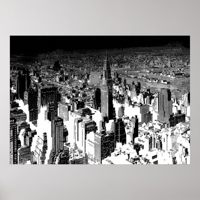 Poster noir blanc New York City Panorama (Devant)
