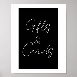 Poster Noir Blanc Or moderne Cadeaux minimaux et cartes S