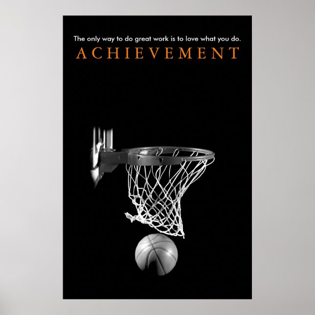Poster Noir Blanc Réalisation Motivation Basketball (Devant)