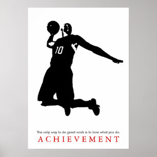 Poster Noir Blanc Réalisation Motivation Basketball