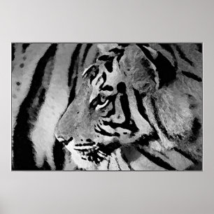 Poster noir & blanc Tiger imprimé