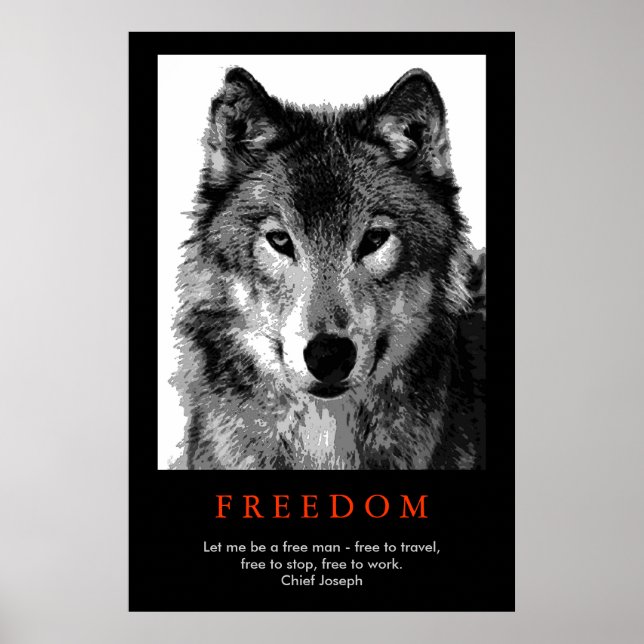 Poster Noir blanc Unique Motivational Wolf Eyes Imprimer (Devant)