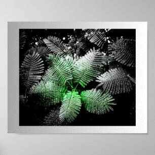 Poster Noir blanc vert Tropical Printable Art