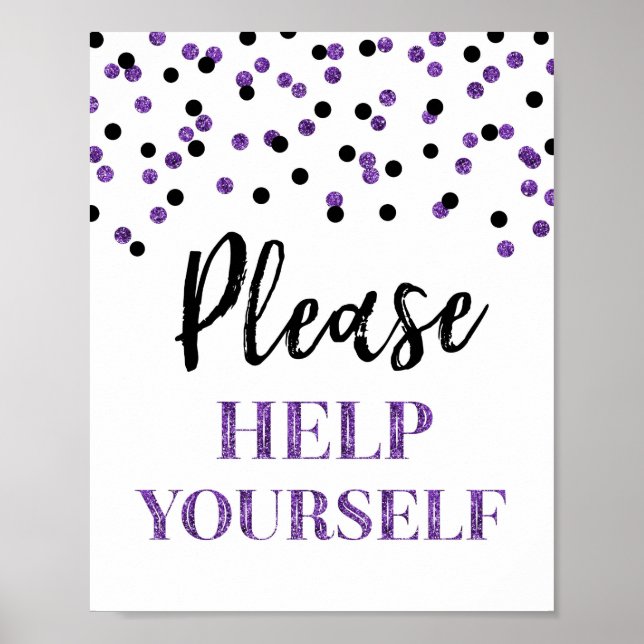 Poster Noir Confetti Violet S'Il Vous Plaît S'Aider À Se  (Devant)