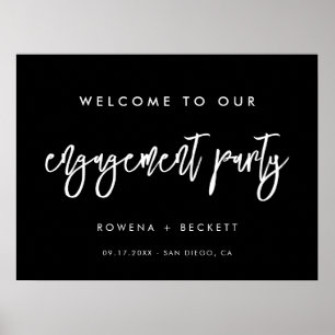 Poster Noir contemporain Accueil de la fête d'engagement