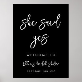 Poster Noir contemporain Elle a dit oui Fête des mariées