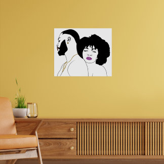 Poster Noir couple Aesthétique Line artwork (Black love)