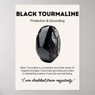 Poster Noir cristal de pierre Tourmaline Signification