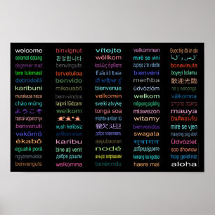 Poster Noir d'affiche de langues de l'accueil 80