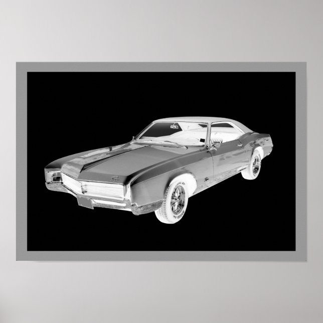 Poster Noir Et Blanc 1967 Buick Riviera Pop Art (Devant)