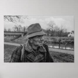 Poster Noir et blanc 1968 Portrait européen d'un homme