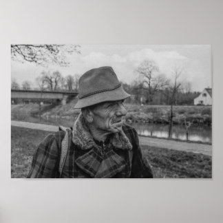 Poster Noir et blanc 1968 Portrait européen d'un homme