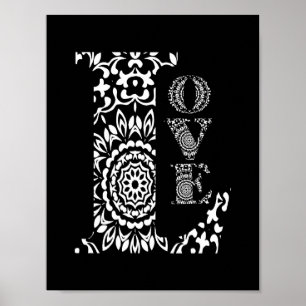 Poster Noir et blanc Art Lacy Amour à motifs