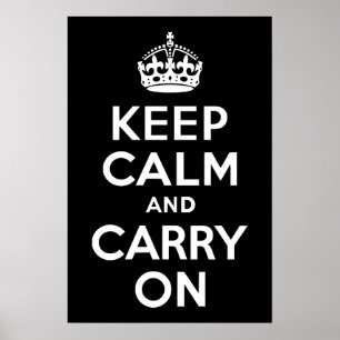 Poster Noir et blanc Garder le calme et continuer