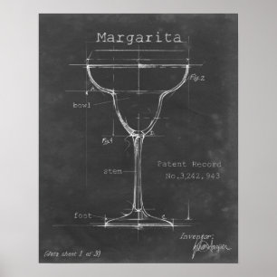 Poster Noir et blanc Margarita Verre Plan