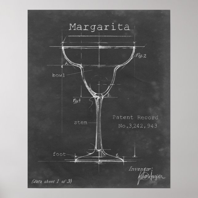 Poster Noir et blanc Margarita Verre Plan (Devant)