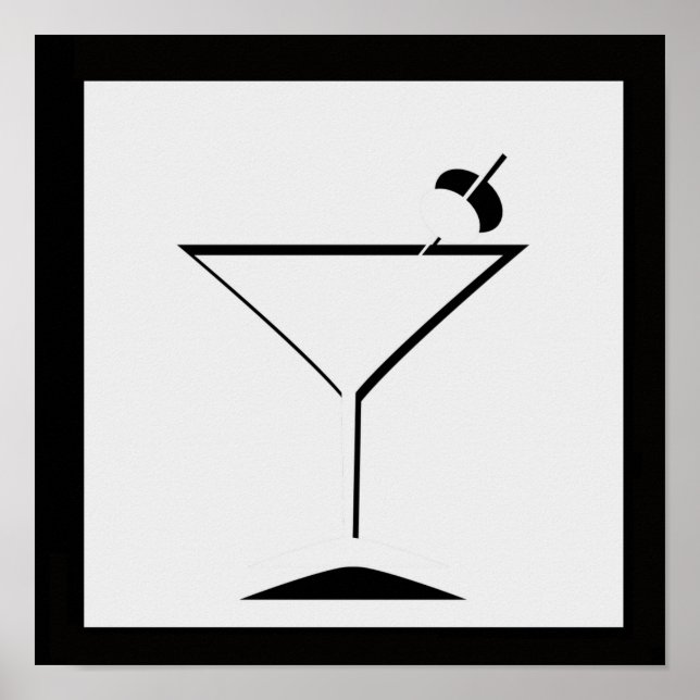 Poster Noir et blanc minimal Martini Art Imprimer (Devant)