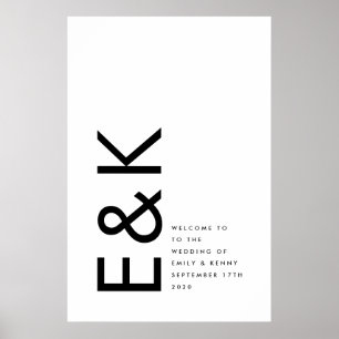 Poster Noir et blanc Moderne Gras Gros Monogramme Simple